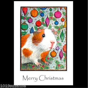 Guinea Pig arte Navidad tarjetas pack de 6 de pintura original Suzanne Le Good - Imagen 1 de 1