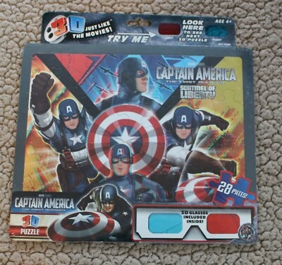Puzzle Capitán América Primer Vengador Centinela de la Libertad 28 Piezas 3D Nuevo (tk) Foto 1 de 2