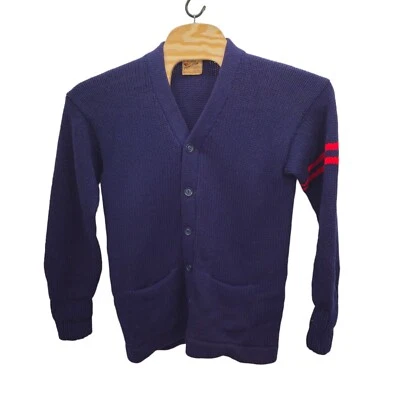 Cárdigan Suéter Letterman Vintage Años 50 60 Lana Premio Princeton Rayas Universitarias M Foto 1 de 4