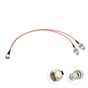 F-Type Male to Dual Female 75Ohm TV Splitter Cable 2 Way Combiner Satellite 30cm - Picture 1 of 8