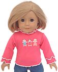 Pink Ruffled Collar Long Sleeve Tee Shirt fits 18" American Girl Size Doll