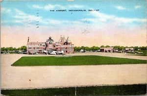 Postal de lino del aeropuerto municipal de Indianápolis Indianapolis Indiana E1 - Imagen 1 de 2