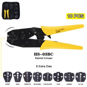 Ratchet Crimping Tool Set Cable Wire Electrical Terminals Crimper Pliers 8 Dies - Picture 1 of 13