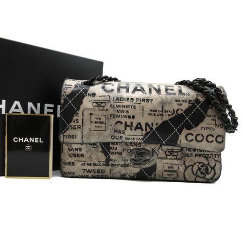 Borsa a tracolla CHANEL Matelasse25 Icon doppia patta catena pelle metallo nero M947