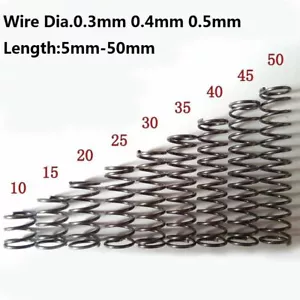 Resorte de compresión de acero para resortes de compresión pequeños de diapositivas de alambre 10 un.0.3 mm-0.5 mm OD 2 mm-10 mm - Imagen 1 de 3