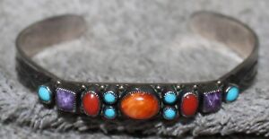 LEO FEENEY STERLING SILVER MULTI STONE CUFF TURQUOISE CORAL