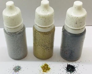 3 x 10ml FINE GLITTER PUFFER BOTTLES-FESTIVAL FACE HOLOGRAPHIC SILVER GOLD BLACK - Picture 1 of 1