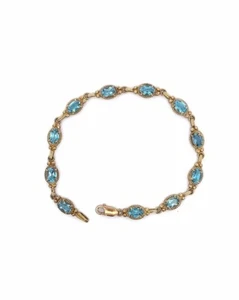 Vintage 10 Karat Gold Blue Topaz Bracelet, Vintage Gold Bracelet - Bild 1 von 5