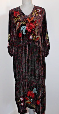 Новое с ценниками многоярусное платье Johnny Was 3J Workshop JWLA Biya с вышивкой бархат Isabella PL - Изображение 1 из 4