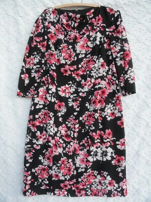 Vestido Jones New York Misses 14 poli preto rosa branco forrado Estado perfeito - Imagem 1 de 4