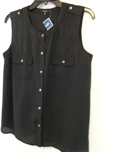 Monteau Blouse Women's M Black Sleeveless Shell Top New With Tags - Picture 1 of 10