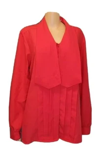 Vintage Alicia Christmas Red Long Sleeve Blouse Pleated Size 18T Beautiful Shirt - Picture 1 of 10