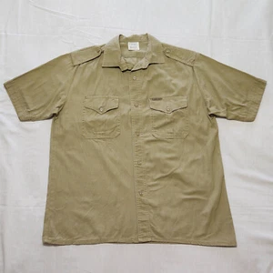 Jmage Vintage Herren Medium Safari Hemd Kurzarm Olivgrün Baumwolle Hergestellt in Kenia - Bild 1 von 7