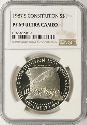 1987-S $1 Constitution Silver Dollar NGC PF69 Ultra Cameo - Image 1 of 2