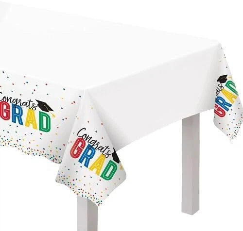 Colorful Future School Graduation Theme Party Decoration Plastic Tablecover - Image 1 of 1