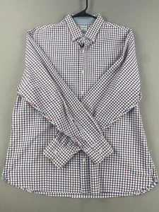 Bonobos Shirt Mens XL Extra Large White Blue Red Check Button Up Long Sleeve - Picture 1 of 15