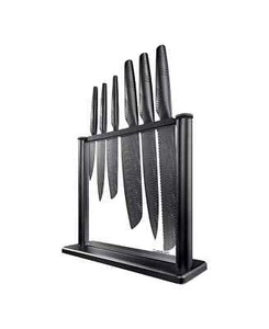 Cuisine::pr ID3 BLACK SAMURAI 7-Piece Stainless Steel Knife Set with Gozen Block - Picture 1 of 9
