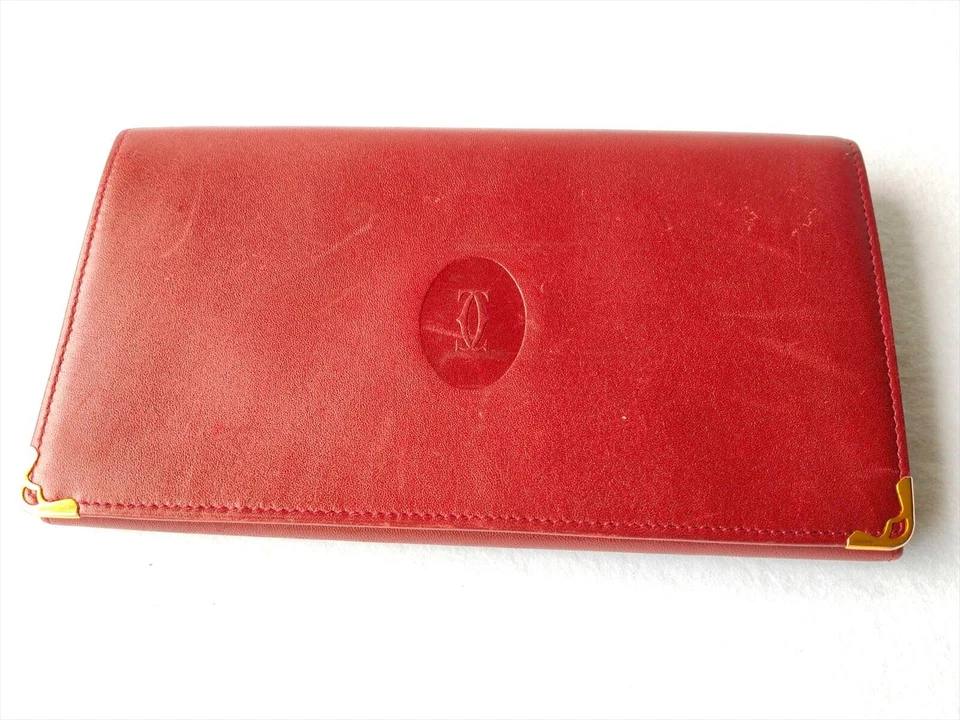 Must De Cartier Leather Bifold Long Wallet Bordeaux   (884) - Image 1 of 4