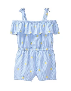 NWT Janie and Jack SUN DAY BEST 2T 3 4 5 6 7 8 10  Striped Lemon Romper Blue $54 - Picture 1 of 1