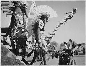 Ansel Adams - Three Indians in Headdress New Mexico (1942) - 17" x 22" Art Print - Picture 1 of 1