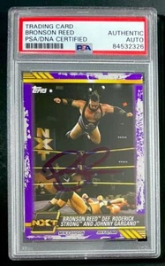 Tarjeta Bronson Reed 2021 firmada Topps WWE NXT #49 púrpura paralela PSA ADN losado - Imagen 1 de 2