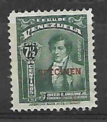 Venezuela: 1940; Scott 357A, Espécimen, Urbaneja patriot, MNG, EBV115 Foto 1 de 2