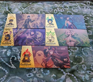 FULL 5 piece Collectable Genshin Impact Anime 24k Gold Foil Banknote Set  - Picture 1 of 6