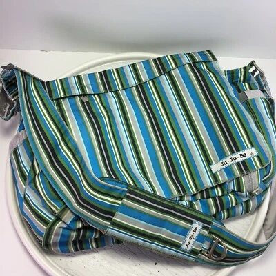 JuJuBe Better Be Diaper Bag Blue Stripes Messenger Strap Pockets organizer - Image 1 of 4