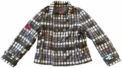 Warthog Patch Pea Coat Jacket Suede Feel Fleece Lined Custo Barcelona Size 8 - Image 1 of 4