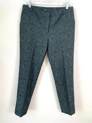 Elizabeth and James Womens 8 Green Jacquard Dress Pants Career Work - Image 1 of 4