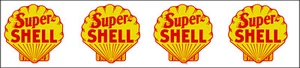 1.25 INCH SUPER SHELL GAS OIL GASOLINE WATERSLIDE DECAL STICKER 4 DECALS - Picture 1 of 1