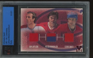 2004 ITG Ultimate Vault Lafleur Mahovlich Shutt Ruby Linemates Patch 1/1 - Picture 1 of 2