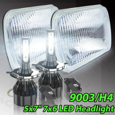 Pair 7X6" 5X7 LED Headlights Fit Freightliner FL50 FL60 FL70 FL80 MT35 MT45 MT55 - Image 1 of 4