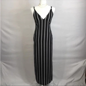 Embrace Striped Maxi Dress Small Black White Women's Sleeveless New V Neck - Picture 1 of 8