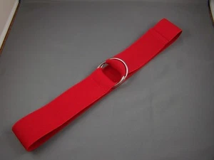 Roter Canvas Stretch elastischer Gürtel silberne Schlaufen 2" breit verstellbar - Bild 1 von 3