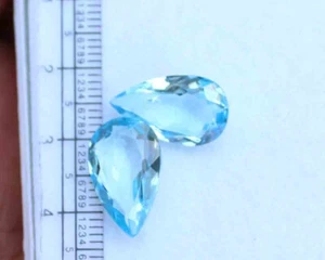 13.00 Ct Natural Blue Topaz 10*16 mm Pear Cut Sky Color Loose Gemstones - Picture 1 of 4
