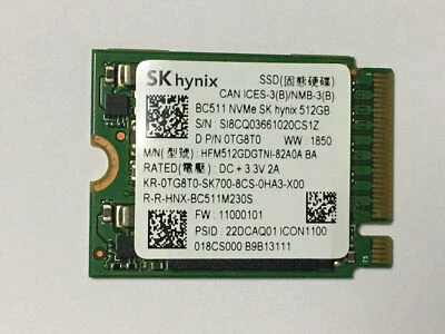 Original SK Hynix BC511 SSD 512GB NVMe/PCIe M.2 2230 Solid State Drive - Image 1 of 4