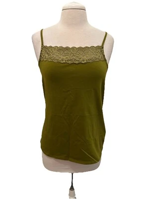 Camisola J.Jill Verde Oliva Encaje Recortado Top Correas Ajustables Med Foto 1 de 4