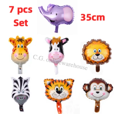Zoo Animal Foil Balloon Cow Lion Monkey Tiger Party Balloon Garland Set of 7pcs - image 1 of 4