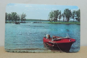 Grüße aus Sturgis Michigan Postkarte unbenutzt Boot Wasser Winter Wunderland - Bild 1 von 2