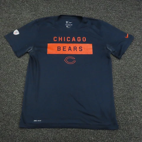 Chicago Bears Nike Shirt Adult Large Blue Athletic Cut Short Sleeve NFL Mens Cover