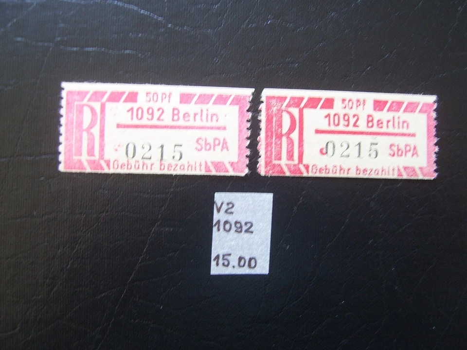 DDR; Einschreibe-Gebührenzettel, 1 Ax 1092, Berlin. postfrisch - Bild 1 von 1
