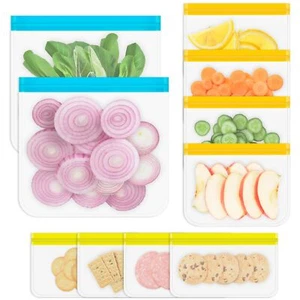 Paquete de 10 bolsas de almacenamiento reutilizables bolsas de almacenamiento de alimentos de silicona para sándwich marino - Imagen 1 de 6