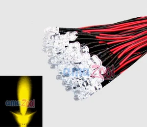 100 un. 5mm 24v Pre Cableado LED Bombillas Luz Lámpara 24V 20cm (amarillo) Transparente al Agua - Imagen 1 de 4