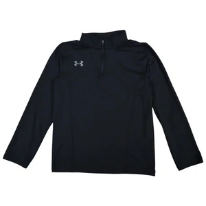 Under Armour Jungen T-Shirt Größe 7-8 Jahre Schwarz Langarm Rundhals Lockere Passform - Bild 1 von 8
