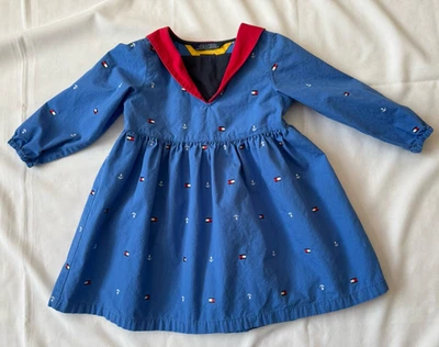 Vestido Marinero Vintage Tommy Hilfiger Niñas Azul y Rojo Talla 4 Mangas Largas Foto 1 de 4