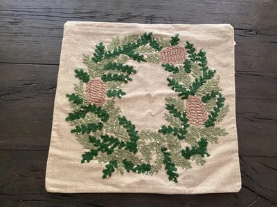 Pottery Barn Pinecones & Berries Wreath Pillow Cover 20x20” NWOT - Image 1 of 4