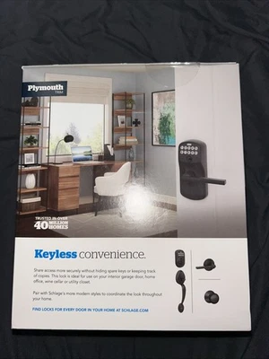 Schlage FE595-PLY-622-LAT Keypad Entry Lock Matte Black New In Box - Image 1 of 4