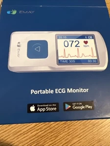 Monitor de ECG portátil inalámbrico EMAY EMG-20 con forma de onda de ECG en vivo (azul)-NUEVO - Imagen 1 de 4