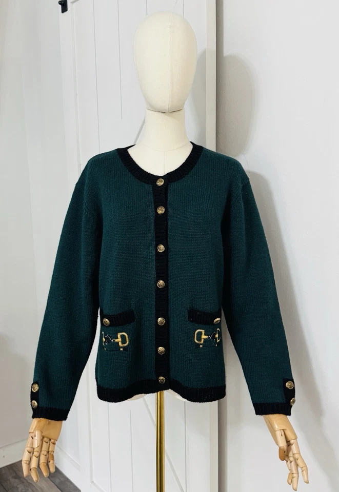 Cardigã suéter Millers coleção esportiva feminino tamanho S lã equestre vintage - Imagem 1 de 4